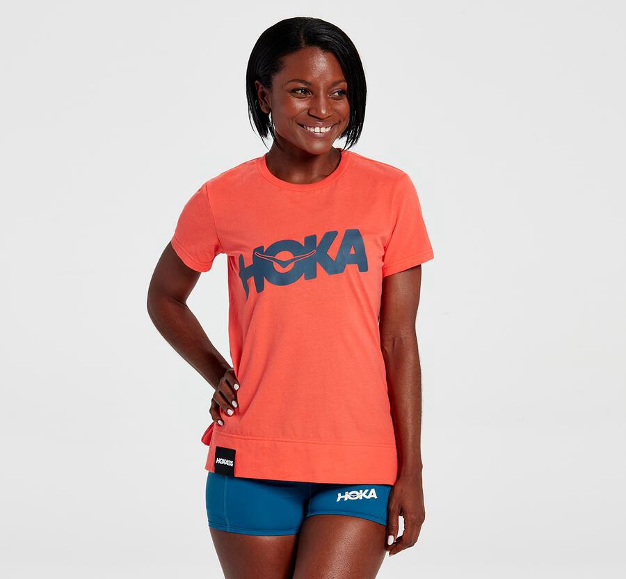 Tee Womens - Hoka One One Brand - Orange - MUYFCGV-41